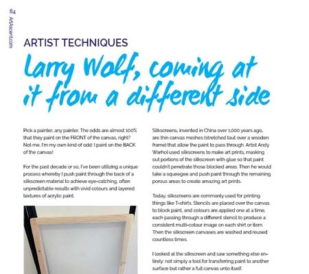 Artist Techniques, Larry Wolf, coming at it from a different side